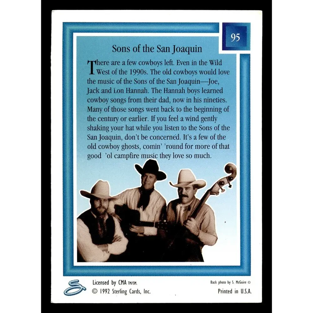 1992 Sterling Country Gold #95 Sons of The San Joaquin Card